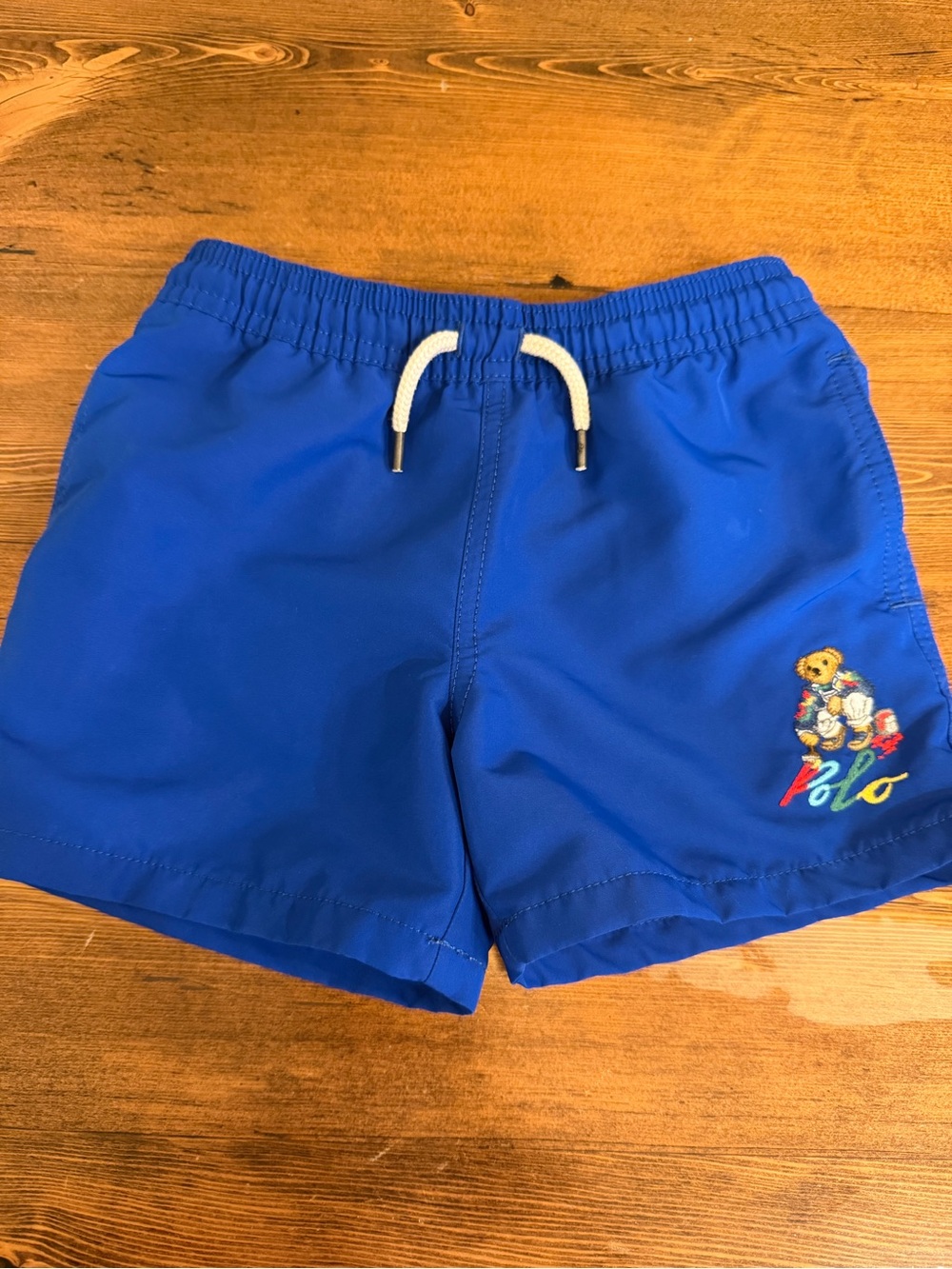 Polo by Ralph Lauren Royal Blue Kids Swim Trunks with Embroidered Bear